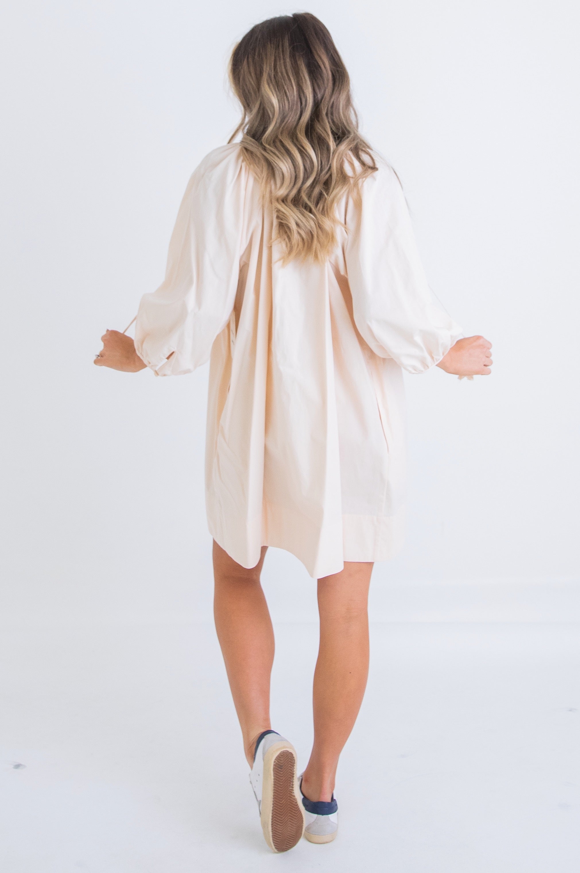 Cream swing dress best sale