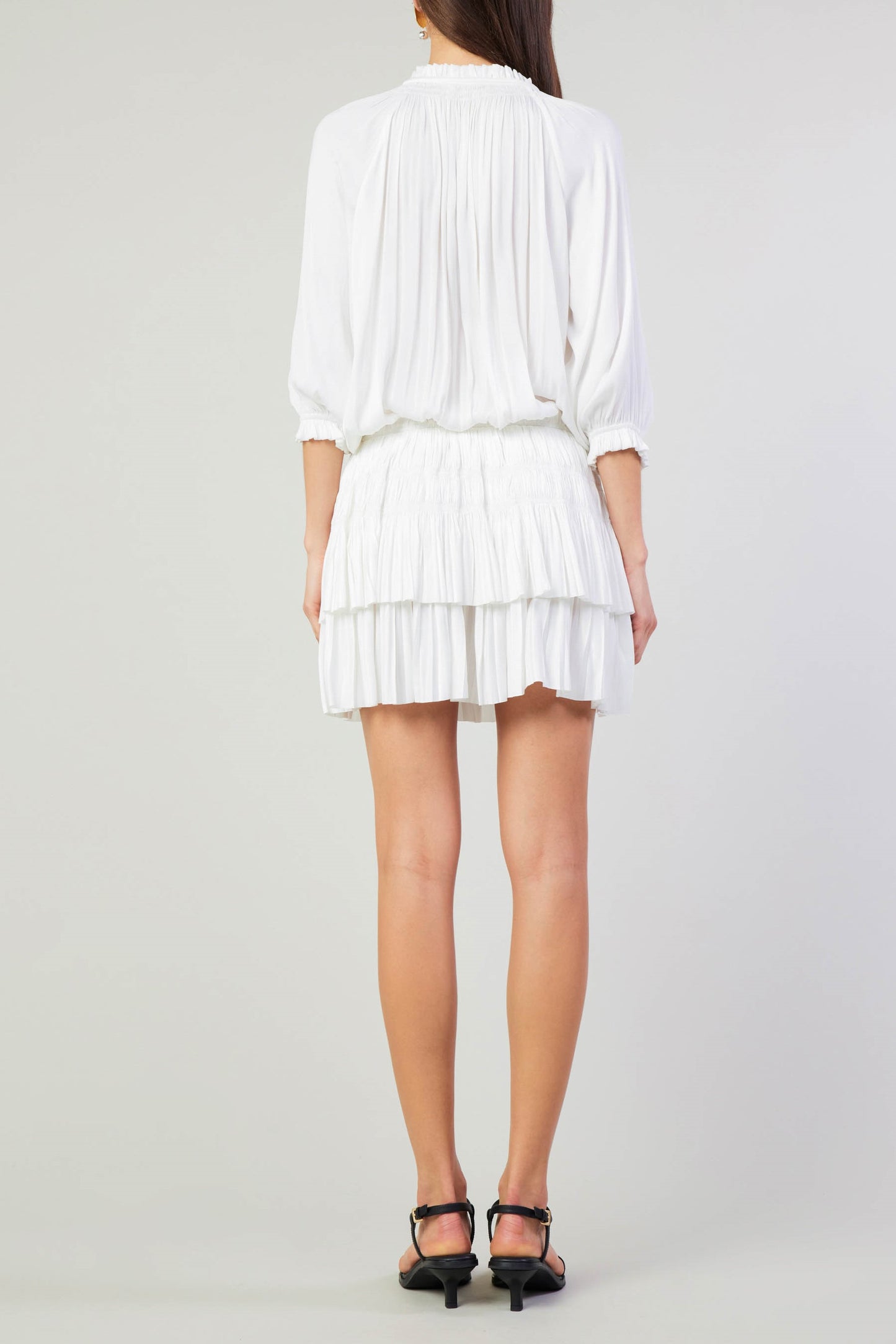 White Pleated Mini Dress