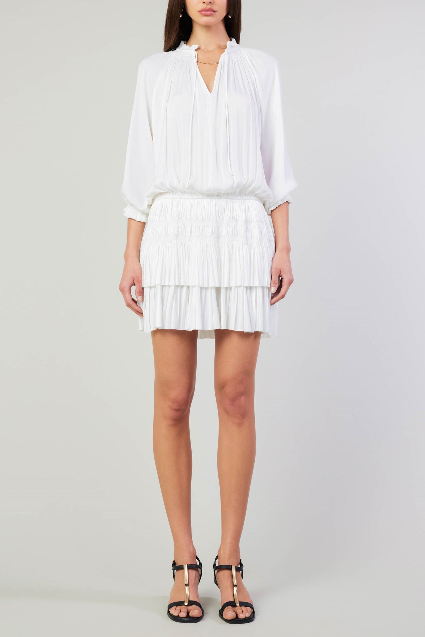 White Pleated Mini Dress