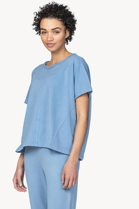 Slate Blue Oversized Boxy Boatneck