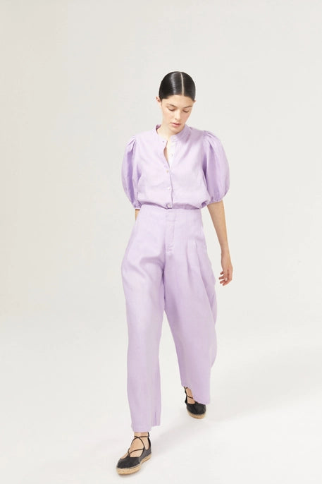 Bright Lilac Culotte Linen Pant