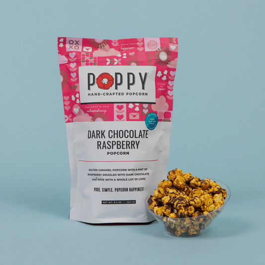 Poppy Popcorn Dark Chocolate Raspberry Popcorn for Valentine's Day