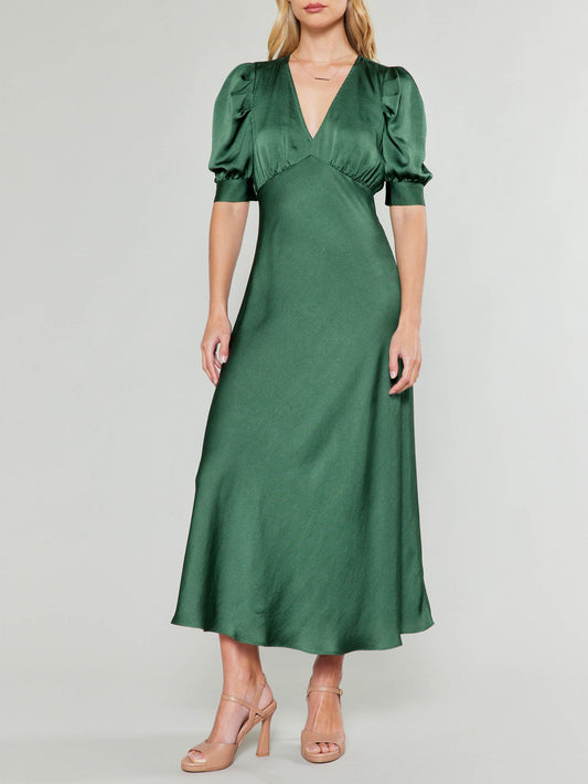 forest green bias cut midi dress by current air