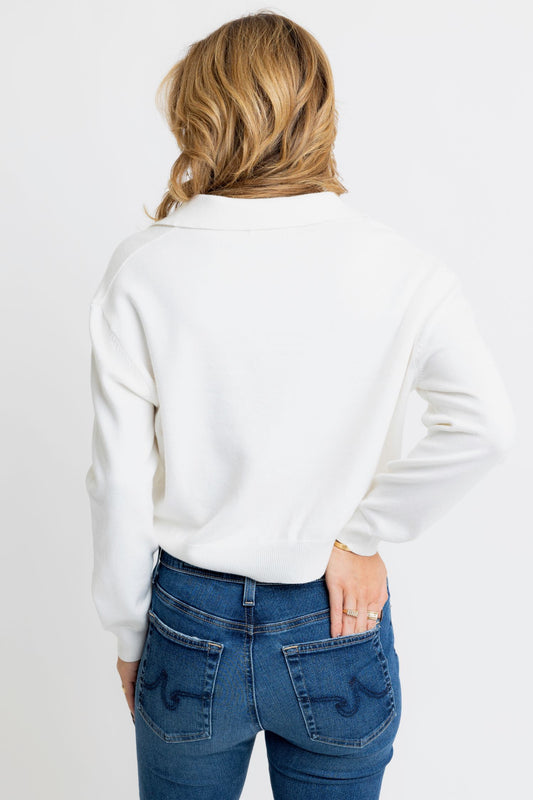 Ivory Vneck Collar Sweater