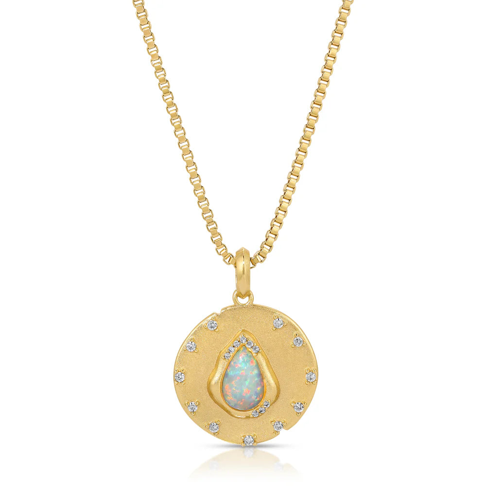 Luster Medallion Necklace in Opal