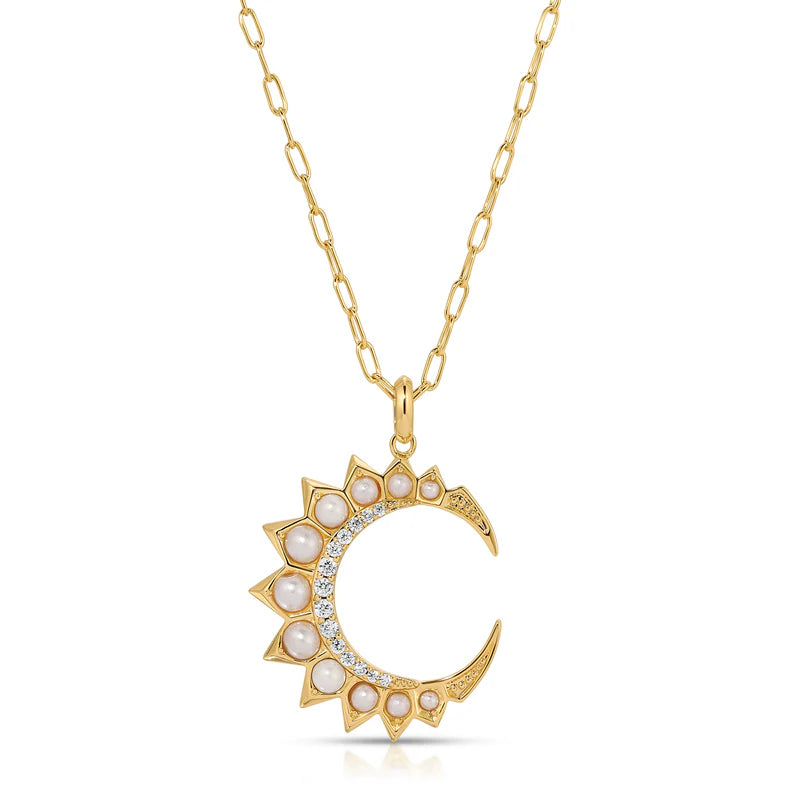 Selene Crescent Necklace in Pearl