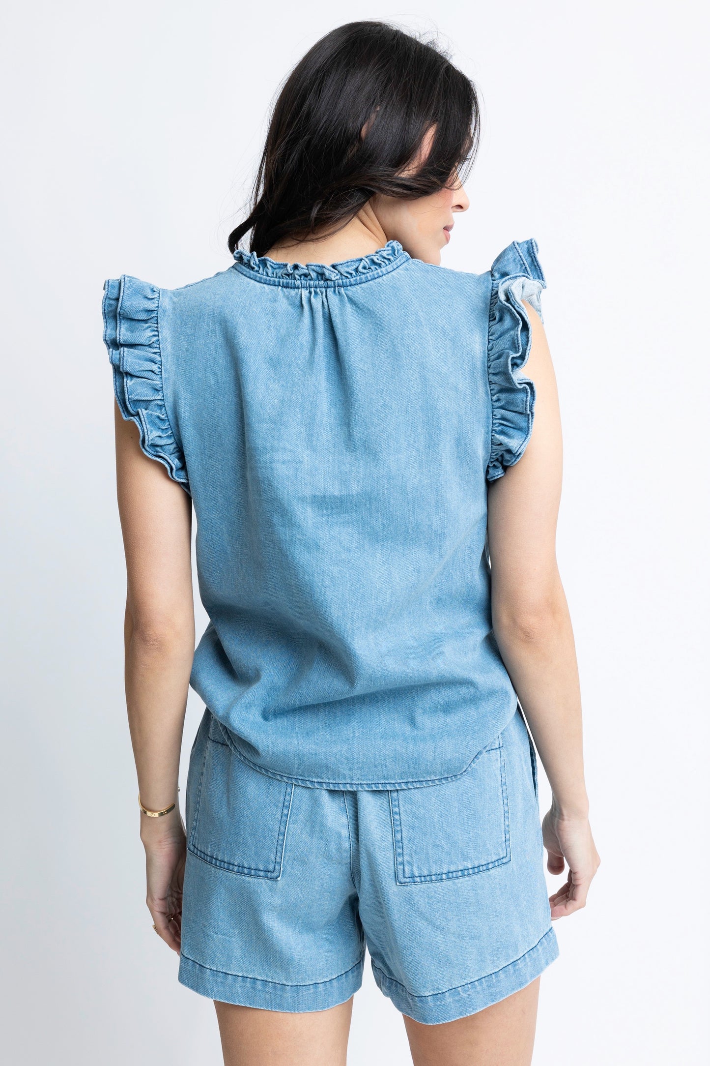 Denim Elastic Short W/Pockets