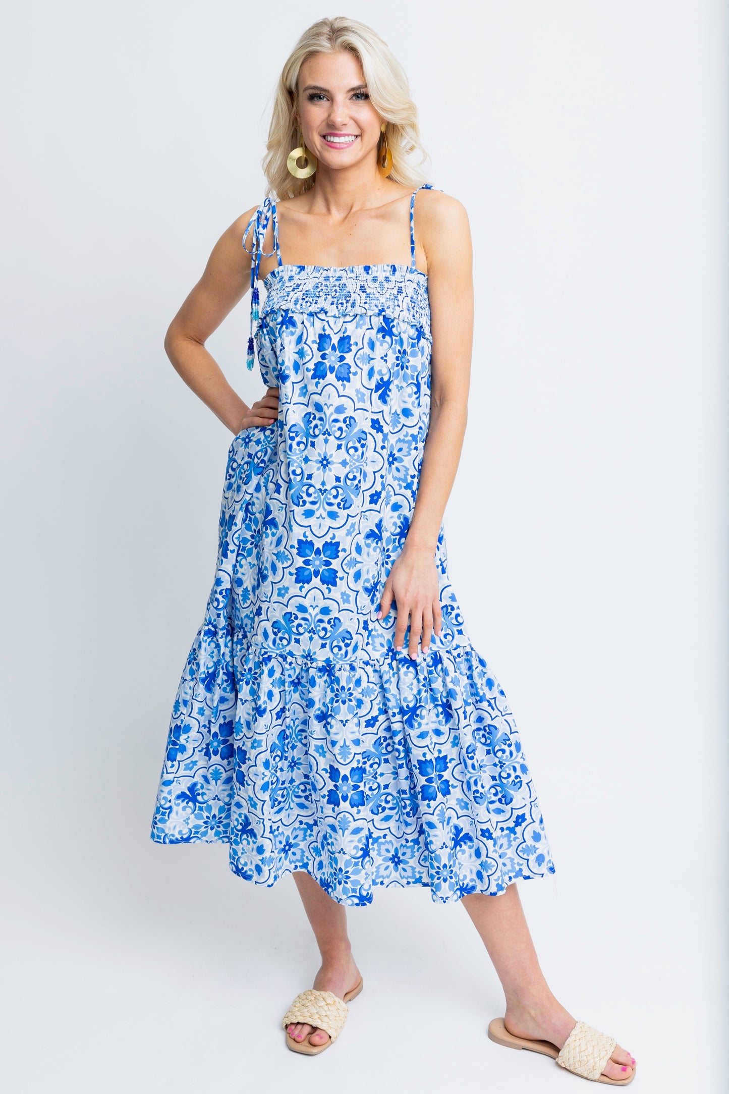 Amalfi Poplin Smock Tier Maxi Dress