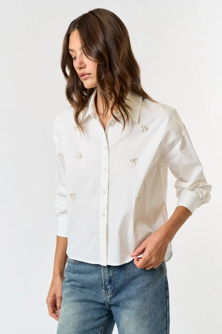 Jewel Ribbon Button Down