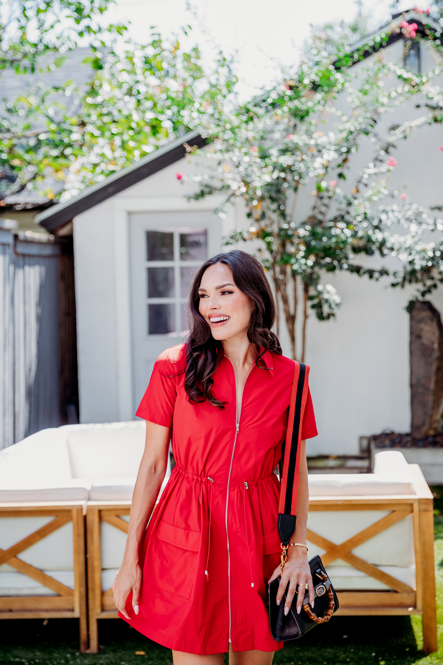 Red Cinch Waist Dress