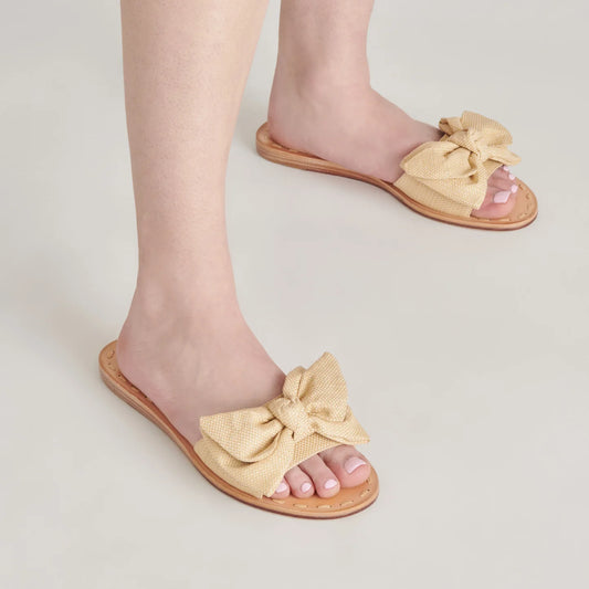 Darsey Natural Raffia Bow Slide Sandals by Dolce Vita